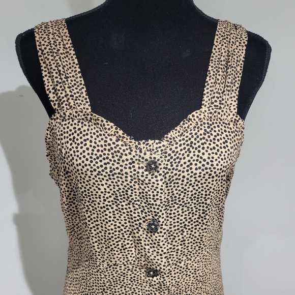 Dex Women's Sweetheart Neck Leopard Spot Buttoned Maxi Dress Small Brown Black - Picture 4 of 11